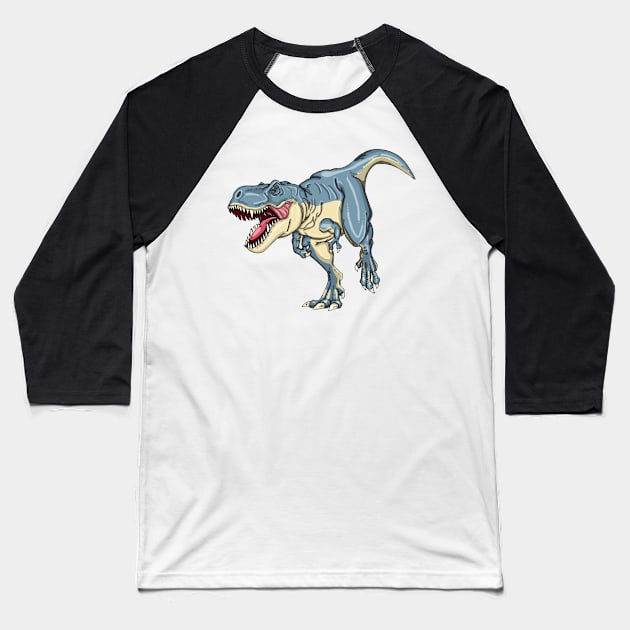 T REX Jurassic Tyrannosaurus rex Dinosaur Running Towards You Baseball T-Shirt by bigraydesigns